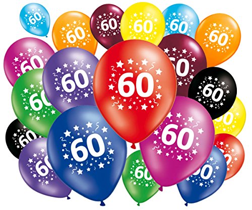 FABSUD - Globos de cumpleaños para 60 años – Lote de 20 globos 60