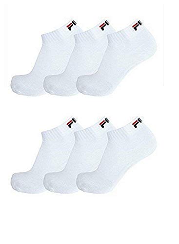 Fila® - 6 pares de calcetines bajos deportivos Quarter Sneakers unisex, tallas 35-46, de color liso Blanco 35-38