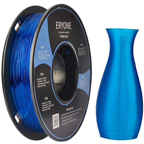 Filament TPU 1.75mm, Eryone TPU Filament 1.75mm, 3D Printing Filament TPU for 3D Printer, 0.5kg 1 Spool, Transparent Blue