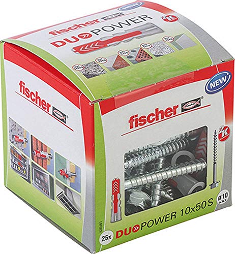 Fischer 535461 caja de tornillos y clavos, Sechskant, 10x50 S, Set de 25 Piezas