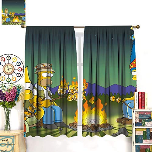 FOCLKEDS Cortinas estampadas con dibujos animados de la familia Simpsons para dormitorio, sala de estar, habitación de los niños, comedor, cenefa, cortinas coloridas para ventana de 132 x 213 cm