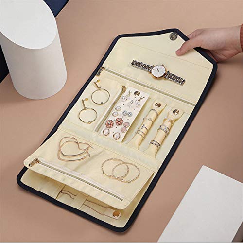 Foldable Velvet Travel Accessory Pouch-Travel Jewellery Organiser Case,Jewelry Roll Up Organizer Combination Roll,Can Hold Much Multiple Necklaces, Earrings, Rings