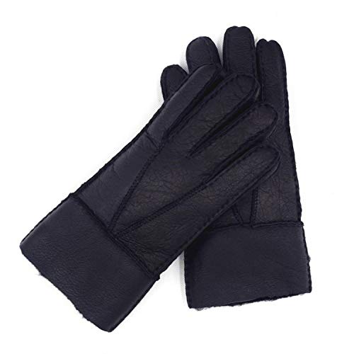 guantes de hombre de piel de lana natural de moda de invierno guantes de piel de piel de oveja cálidos y pesados ​​locomotora al aire libre negro longitud 25 ancho 12 cm