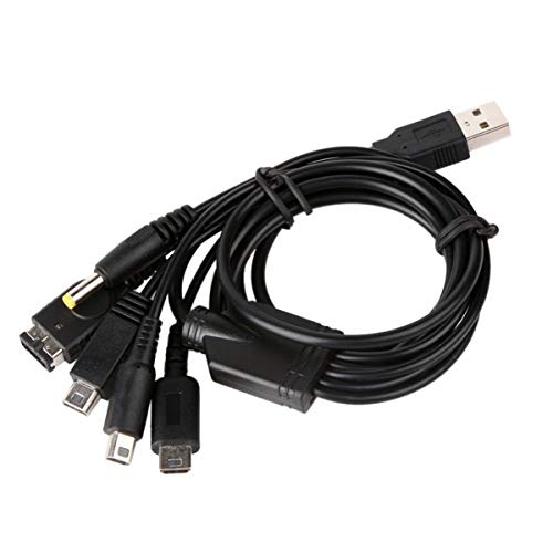 HaiQianXin Cable de Cable de Carga del Cargador USB 5 en 1 de 1.2 m para Nintendo NDS LL/XL 3DS Wii U PSP