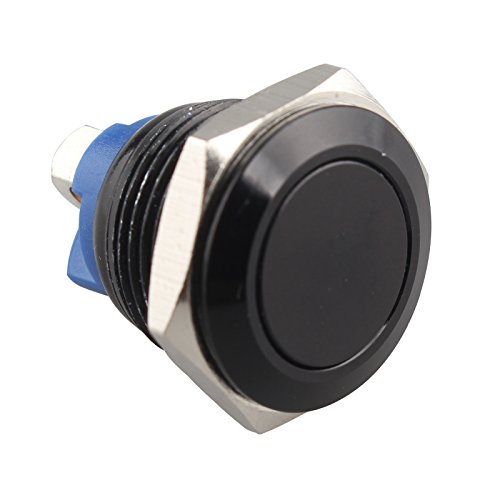 HALJIA 16 mm metal interruptor de botón momentáneo arrancador resetable 3A/220 V impermeable para DIY coche automóvil reembalaje interruptor negro Shell