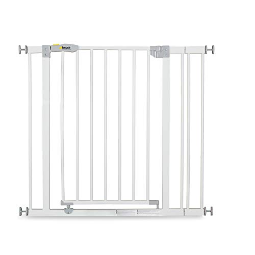 Hauck Open N Stop Puerta de seguridad incluido extensión de 9cm, 84 – 89cm, sin agujeros en la pared, combinable con Y-Spindel para barandillas, blanco