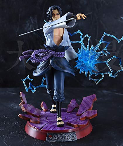 HSPHFX Modelo de alivio, Naruto - Uchiha Sasuke Kusanagi Sword Swaver Blade Thunder Lightning Chidori Illusion Magic Figurine, 11 pulgadas / 28 cm Relación de gran tamaño Colección, Not Dynamic Action