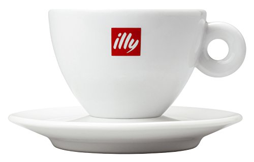Illy - Conjunto de tazas de café (200 ml, 6 unidades), color blanco y rojo