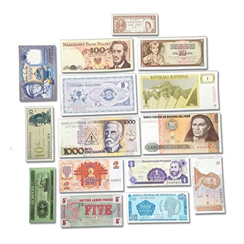 IMPACTO COLECCIONABLES Colección de Billetes del Mundo - 15 Billetes de 15 Diferentes países del Mundo
