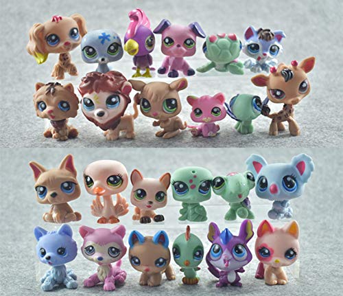 JiYanTang 24 Unids/Set Pet Shop Toy Mini Little Animal Dolls Rare Pet Shop Figuras de acción Tiger Cat Dog Dachshund Collie Cat Canina Toy B-24pcs