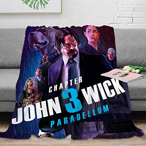 John Wick Capítulo 3 Parabellum Manta térmica ligera de forro polar 180 x 230 cm, diseño de película Keanu Reeves mullida y acogedora manta para niños, bebés, adultos o mascotas