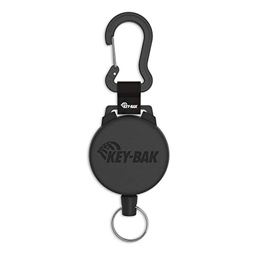 KEY-BAK SECURIT - Llavero retráctil con un cable retráctil de Kevlar asegura llaves, engranajes y herramientas, fabricado en los Estados Unidos, color negro Super Duty (36"/13oz.)