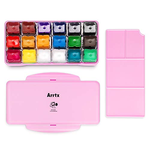 Kit de pintura Arrtx Gouache, 18 colores x 30 ml, diseño único de tarrinas con funda portátil, Gouache, perfecto para óleo, pintura acrílica y más (rosa)