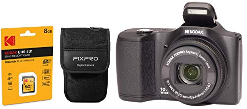 Kodak Pixpro FZ102 - Cámara de Fotos Digital compacta (16,5 megapíxeles, Incluye Funda y Tarjeta SD), Color Negro
