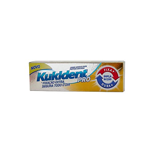 Kukident Pro Plus - Doble accion crema adhesiva para prótesis dentales completas o parciales, 60gr