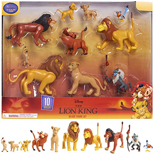 Le Rey Leon - Juego de 10 Figuras con Simba, Nala, Pumbaa, Timon, Rafiki, Zazu, Mufasa, Scar, Hyena, Vulture, Juguete para niños a Partir de 3 años, LNN08