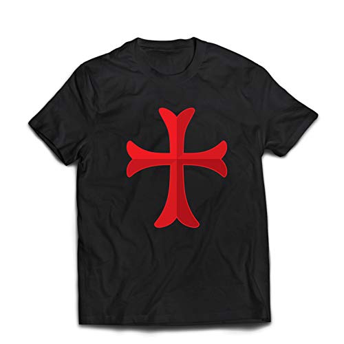 lepni.me Camisetas Hombre El Caballero Templario de la Cruz Roja, el Templo de la Orden de Salomón (XXXX-Large Negro Multicolor)