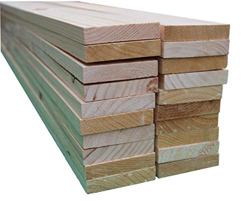 Listones de madera de pino maciza de 120 cm x 9cm x 1.8cm de grosor (20 unidades). Natural en crudo. Para bricolaje, manualidades y carpintería.