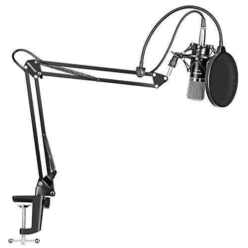 LYPULIGHT Micrófonos de Condensador Profesional Kit de Radio para Grabación de Estudio con Soporte de Micrófono de Grabación Ajustable Brazo con Soporte Antichoque y Kit de Abrazadera