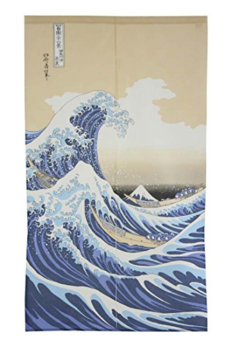Made in Japan Noren Curtain Tapestry Ukiyoe Hokusai The Great Wave Kanagawa by Narumi