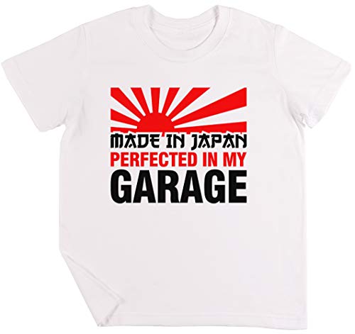 Made In Japan Perfected In My Garage Niños Chicos Chicas Unisexo Camiseta Blanco