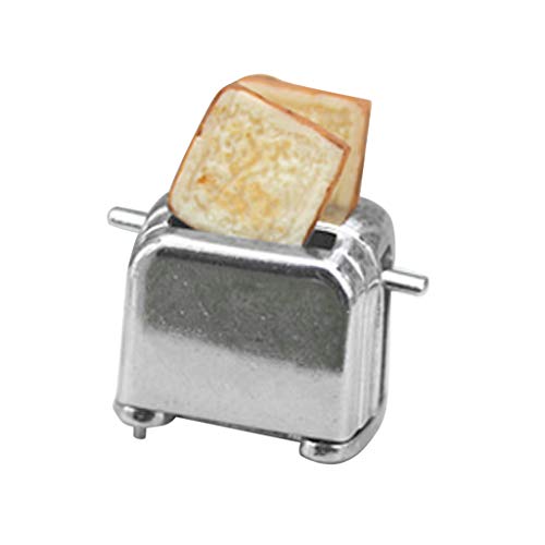 Máquina de pan de tostadora en miniatura para casa de muñecas con tostadas de cocina mini accesorios decoración escala 1/6 1/12