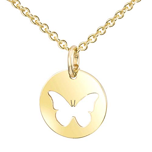 MATERIA Mujer Collar con Colgante Mariposa Plata 925 Vergoldet 42 + 5 cm en caja # KA de 439 _ B4
