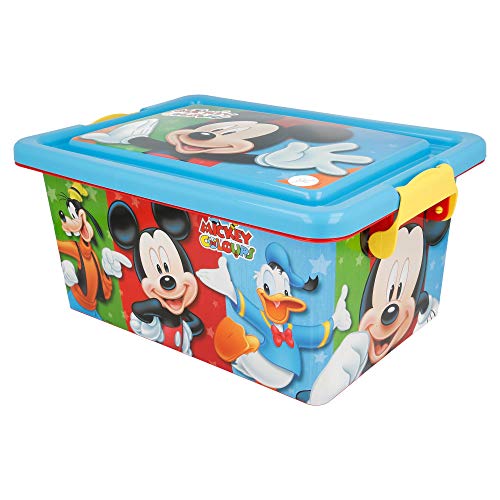 Mickey Mouse Contenedor 7 litros con Tapa y Cierres, Caja organizadora (STOR 04484)