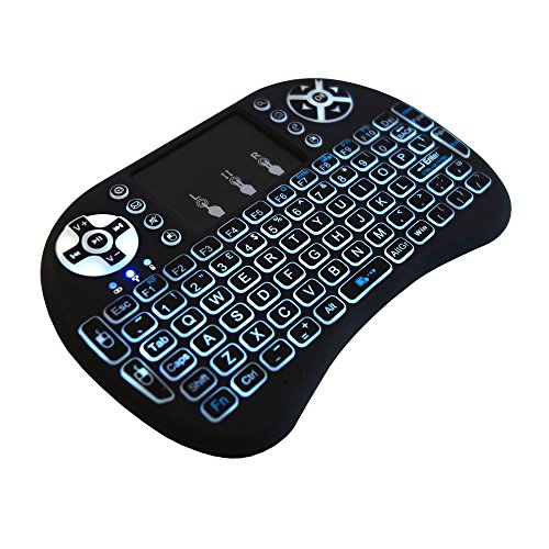 Mini teclado inalámbrico con luz negra Justop con panel táctil y teclas multimedia para TV Android Box HTPC PS3, XBOX360, móviles inteligentes, tablet Mac Linux Windows OS.