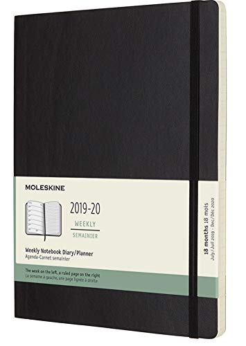Moleskine 2019-20 Weekly - Agenda Cuaderno Semanal de 18 Meses 2019/2020, Negro, Tamaño Extra Grande 19 x 25 cm, 208 Páginas (AGENDAS 18 MOIS)