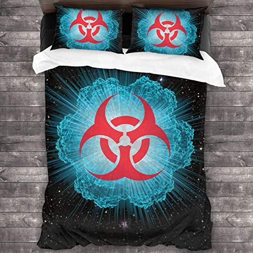 N \ A Biohazard Symbol - Juego de ropa de cama unisex de 3 piezas de 201 x 180 cm con cierre de cremallera, funda de edredón de microfibra súper suave con funda de almohada para dormitorio