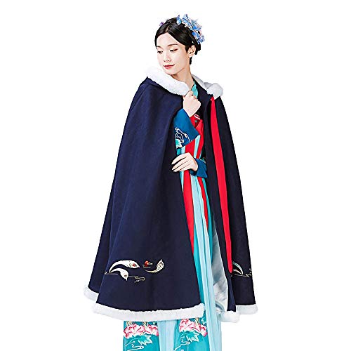 NO BRAND Cómoda Dama Hanfu Bordado Estilo de Traje Tradicional Azul Hanfu Capa de Halloween Cosplay Hanfu Hanfu Mujer China Cabo (Color : Azul, tamaño : Metro)