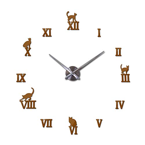 Nuevos calcomanías Reloj de Pared Reloj Reloj DIY Acrílico Espejo Grande Decoración del hogar Cuarzo Cuarzo Circular Circular (Color : Chocolate, Sheet Size : 37inch)