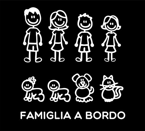 Pegatinas Familia – Juego completo – Familia a bordo –Color:Blanco – Family Stickers (Pegatinas Familia) para cristal coche 