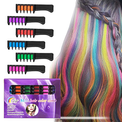 Peine Tiete Tiza para el cabello BATTOP Kit de 6 Peine Colores Profesionales para el Pelo DIY Pelo Temporal para Niñas