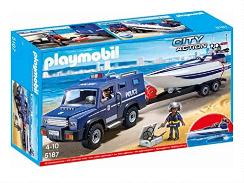 Playmobil Coche de Policia con Lancha, 5187