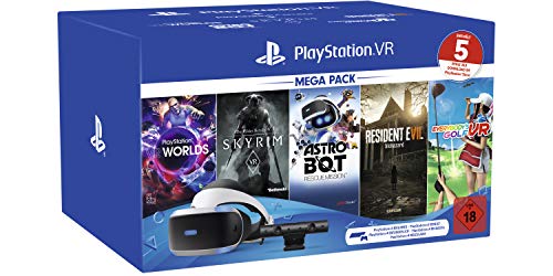 Playstation VR Mega Pack 2, VR-Brille INKL. Camera + VR Worlds + Skyrim VR + Astro BOT + Resident Evil 7 + Everybody's Golf VR, CUH-ZVR2