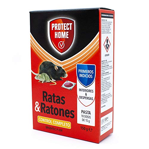 Protect Home Raticida en Pasta de Alta eficacia y atracción, Interior y despensa. Ratas y Ratones, 10 x 15 gr (150gr)