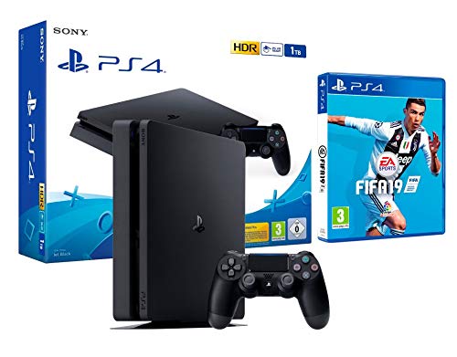 PS4 Slim 1Tb Negra Playstation 4 Consola + FIFA 19