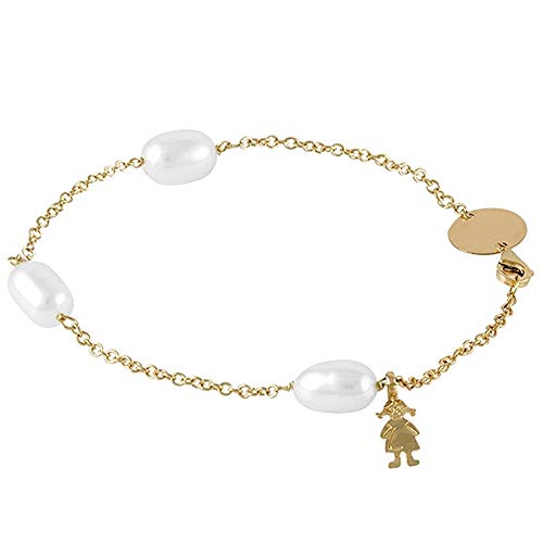 Pulsera Oro Amarillo 18k modelo Bracelets (3 perlas cultivadas perilla 9×10,5mm.) Medida:18cm. - Personalizable - GRABACIÓN INCLUIDA EN EL PRECIO