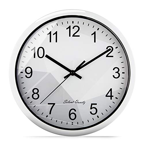 Reloj de Pared Silencioso Blanco de Cuarzo de 30 cm, Movimiento Continuo sin Ruido Tic TAC, Diseño Original para la Decoración de Casa