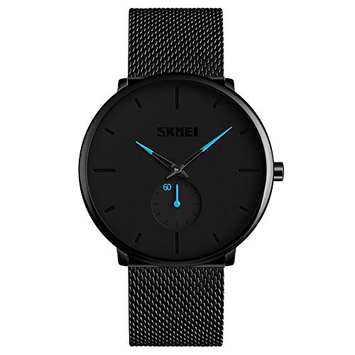 Reloj Hombr, KOTIME De Moda Casual Hombre Relojes De Malla Ultra Fino Negro para Hombres Relojes Deportivo Reloj Hombre de Cuarzo Impermeable (Azul)