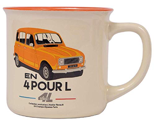 Renault Legend - Taza de diseño retro de 30 cl, porcelana, colección Renault 4L en 4 para L