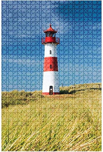 Rompecabezas de madera 500 piezas Amanecer en el faro Havre de Grace md Lighthouse Rompecabezas de mesa divertidos y desafiantes Juego Juguetes Regalo Decoración para el hogar-Puzzle1