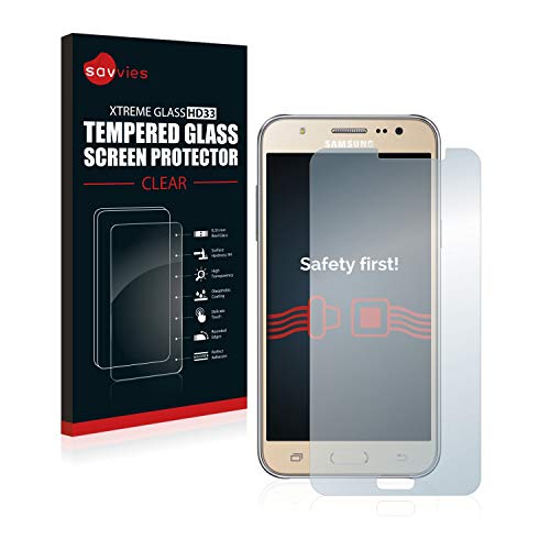 savvies Cristal Templado Compatible con Samsung Galaxy J7 2016 Protector Pantalla Vidrio Proteccion 9H Pelicula Anti-Huellas