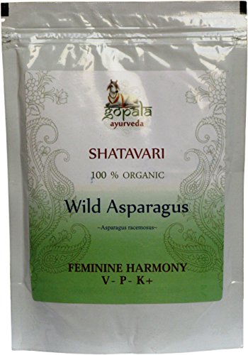Shatavari (Asparagus racemosus) en polvo, Certificado ecológico por LACON GmbH en Europa, Suplemento de hierbas 100% natural ecológico, Planta tradicional ayurveda para reestablecer equilibrio hormonal femenino, Mejora síntomas menopausia, Mejora síntomas
