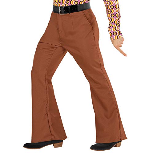Shoperama - Pantalón retro de los años 70 para hombre, con y sin patrón, disfraz de discoteca, tamiz, talla: S/M, color: marrón