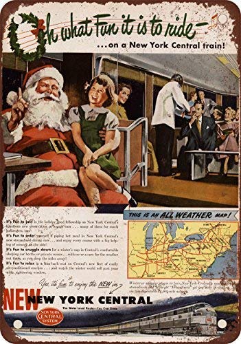 SIGNCHAT 1948 Nueva York Central de Tren de Navidad Clá Metal Estaño Sign 20,3 x 30,5 cm
