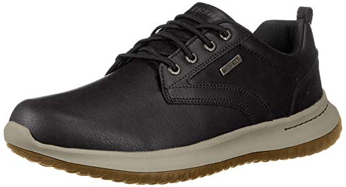 Skechers Delson-Antigo, Zapatos de Cordones Oxford Hombre, Negro (BLK Black Leather), 41 EU