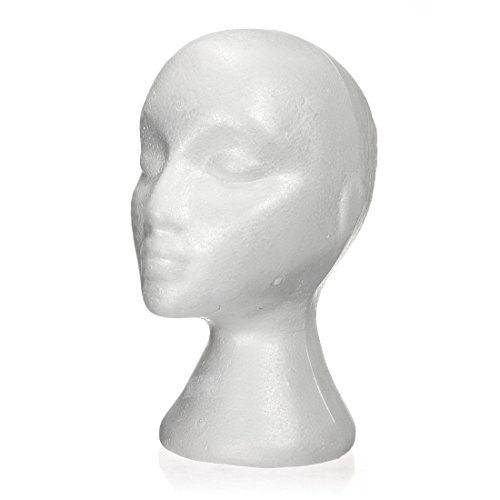 SODIAL(R) 27.5*52cm Manequi / Maniqui de cabeza Mujer de Espuma(Poliestireno) Expositor para gorro,auriculares, accesorios de pelo y pelucas Foam Mannequin Woman